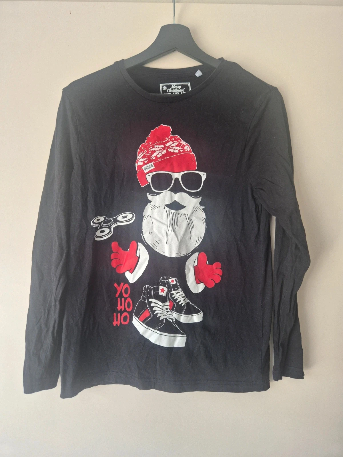 C&A Here & There kerstshirt zwart met kerstman print maat 158/164